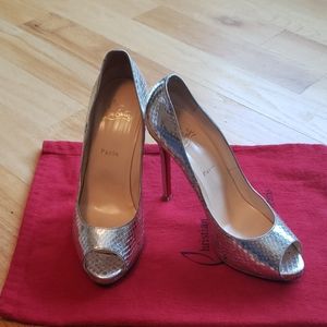 Christian louboutin python peep toe